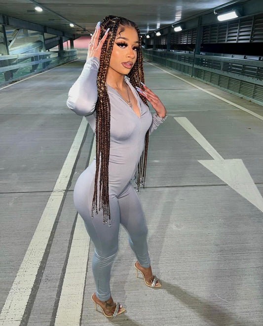 Gigi Grey long sleeve jumpsuit