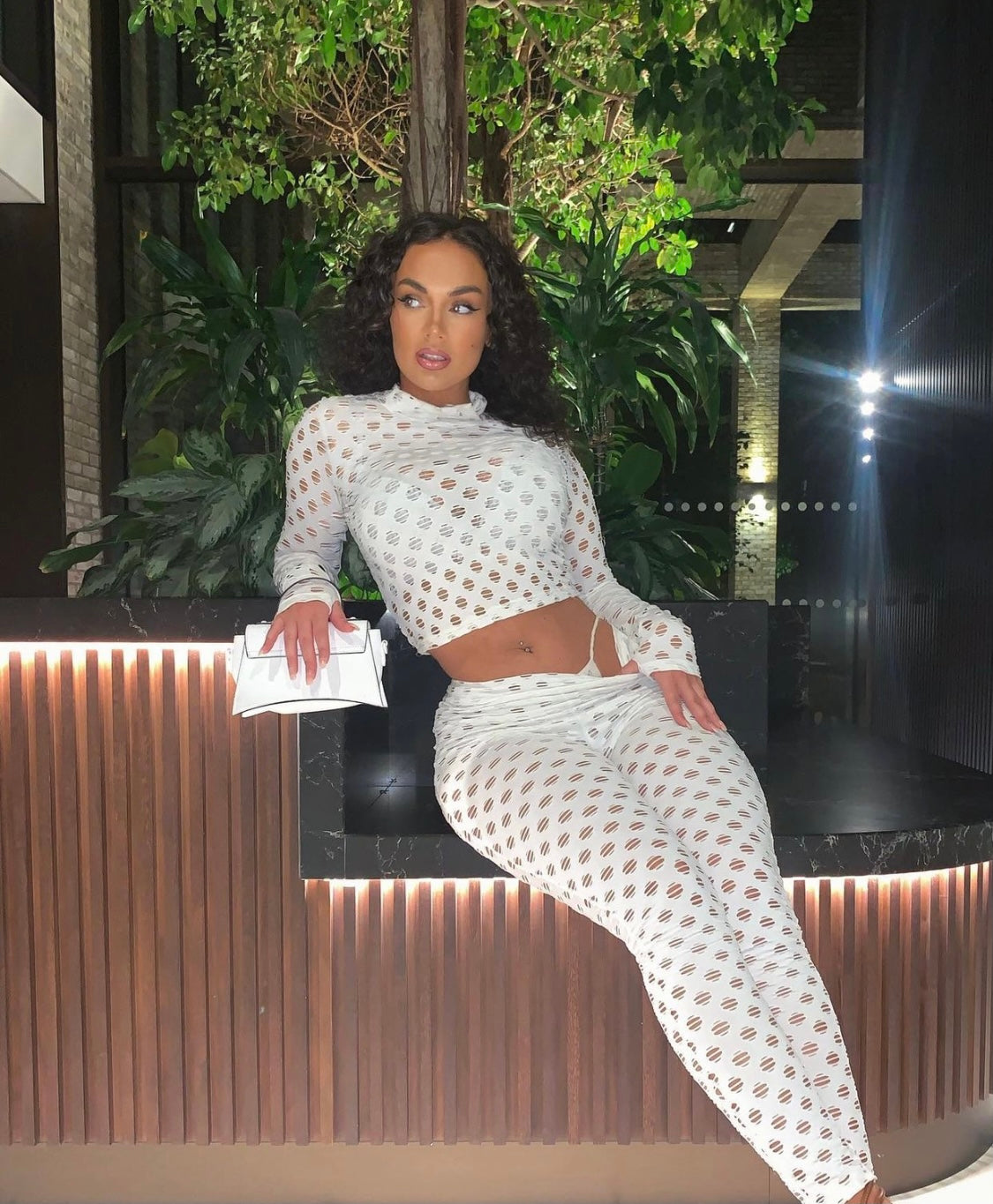 Shauna Ripped Crop Top & Leggings set White