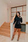 Dita long sleeve Hooded mini dress black